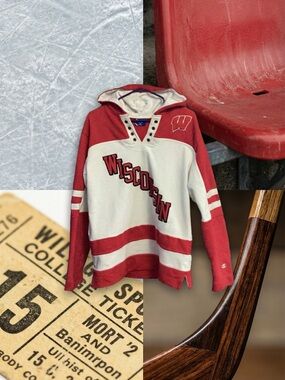Championship Retro WI Badger Hockey Hooded sweatshirt